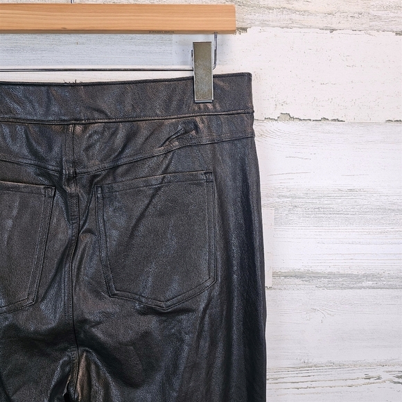 Spanx Leather Like High Rise Ankle Skinny Pants Large Sculpting Leggings Edgy - Picture 10 of 13